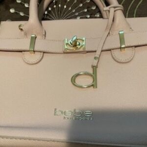 Bebe Light Pink Satchel with Gold Details